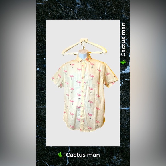 Cactus Other - Flamingo Print Button-Up Resort Shirt